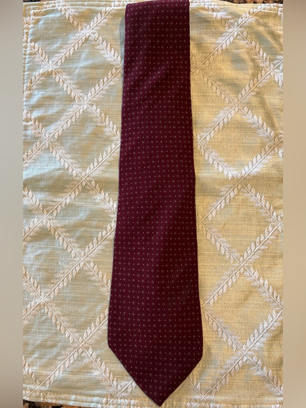 100% Silk Bill Blass Maroon Tie with Small Dot Motif